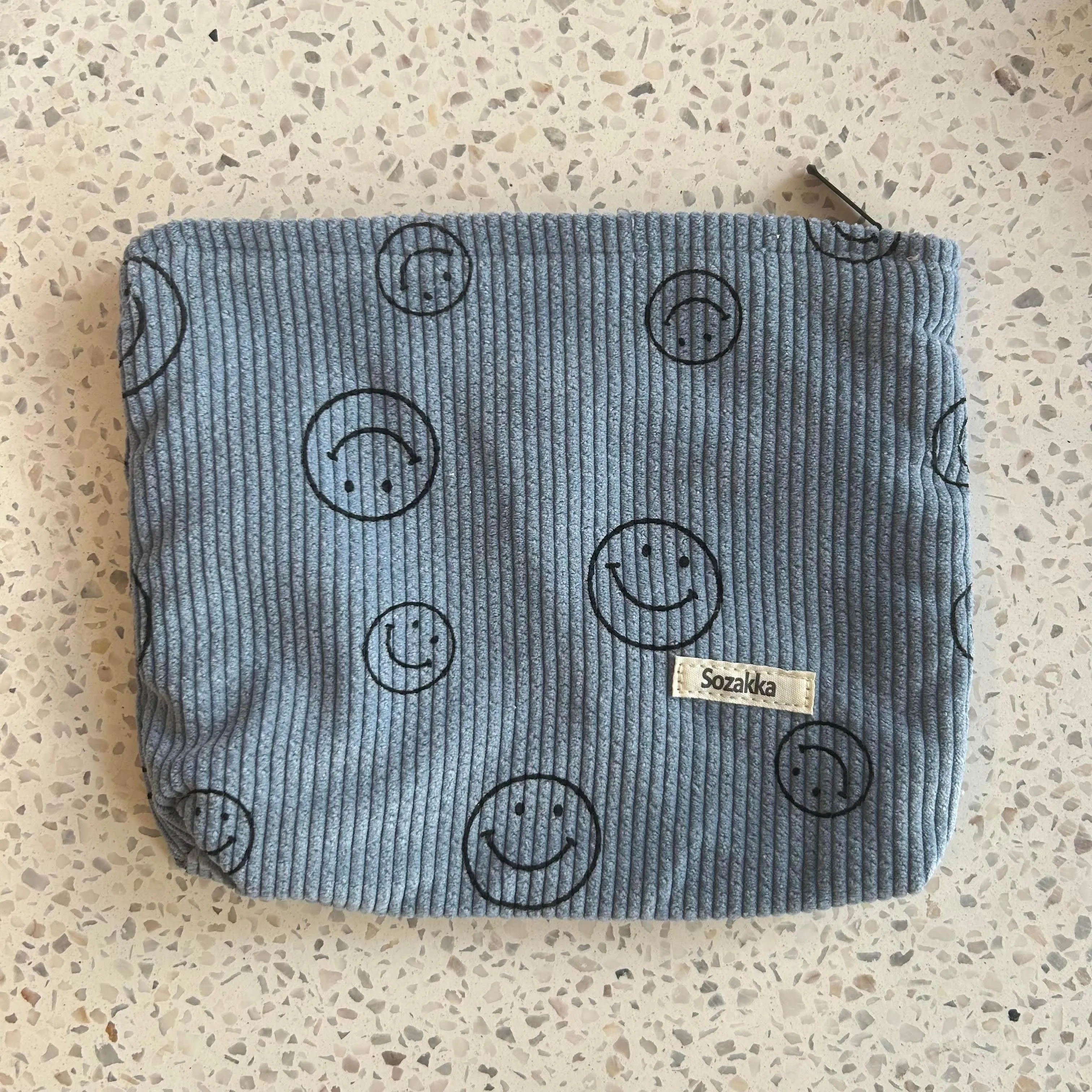 Smiley Corduroy Makeup Pouch