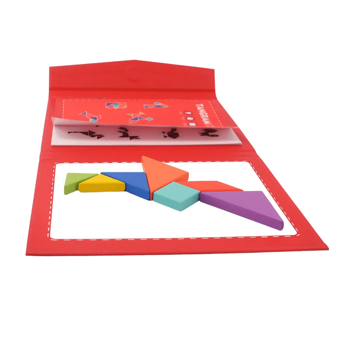 Tangram Travel Game, Magnetic Puzzle Book Game Tangrams-1(Red colour)