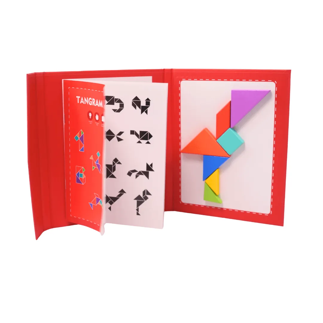 Tangram Travel Game, Magnetic Puzzle Book Game Tangrams-1(Red colour)