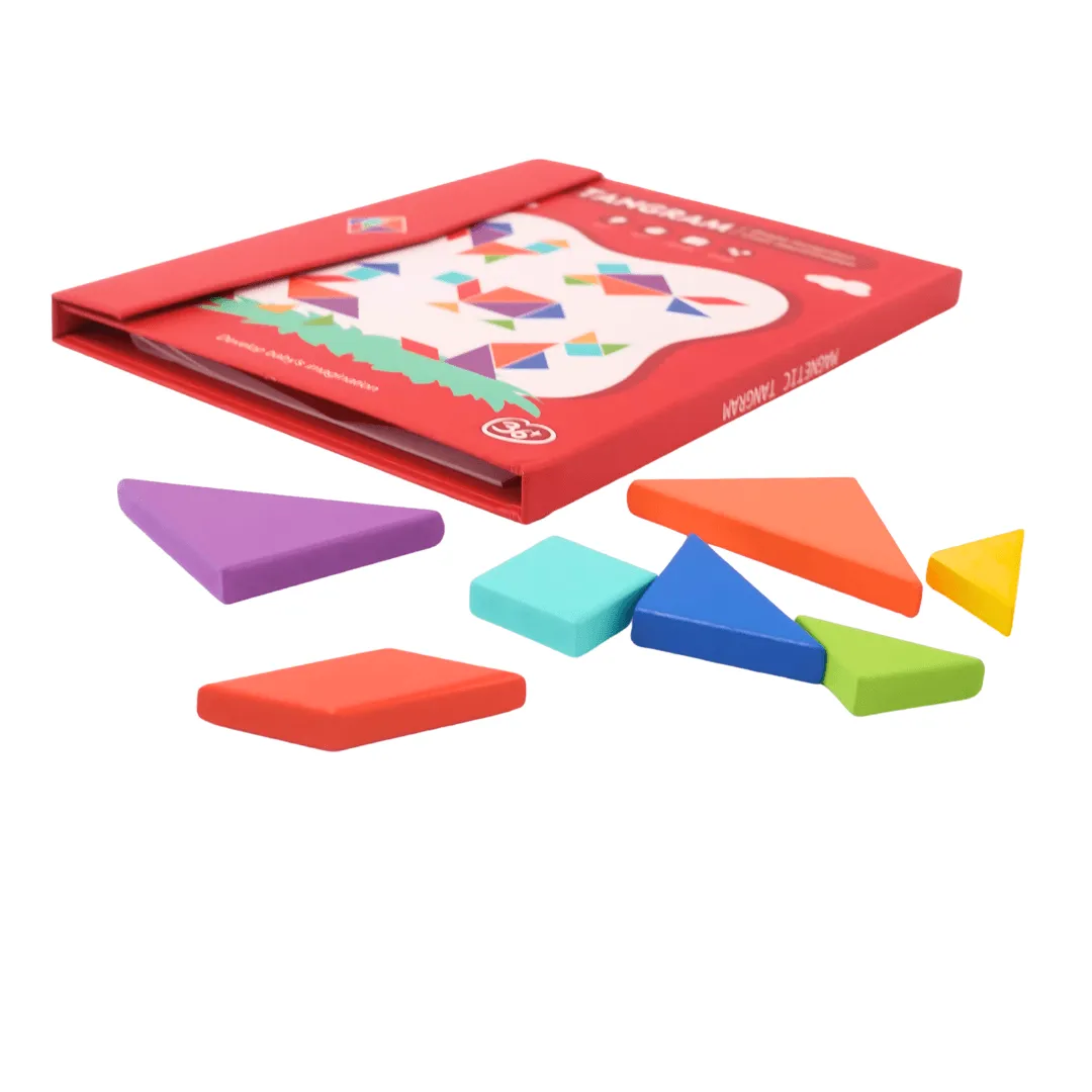 Tangram Travel Game, Magnetic Puzzle Book Game Tangrams-1(Red colour)