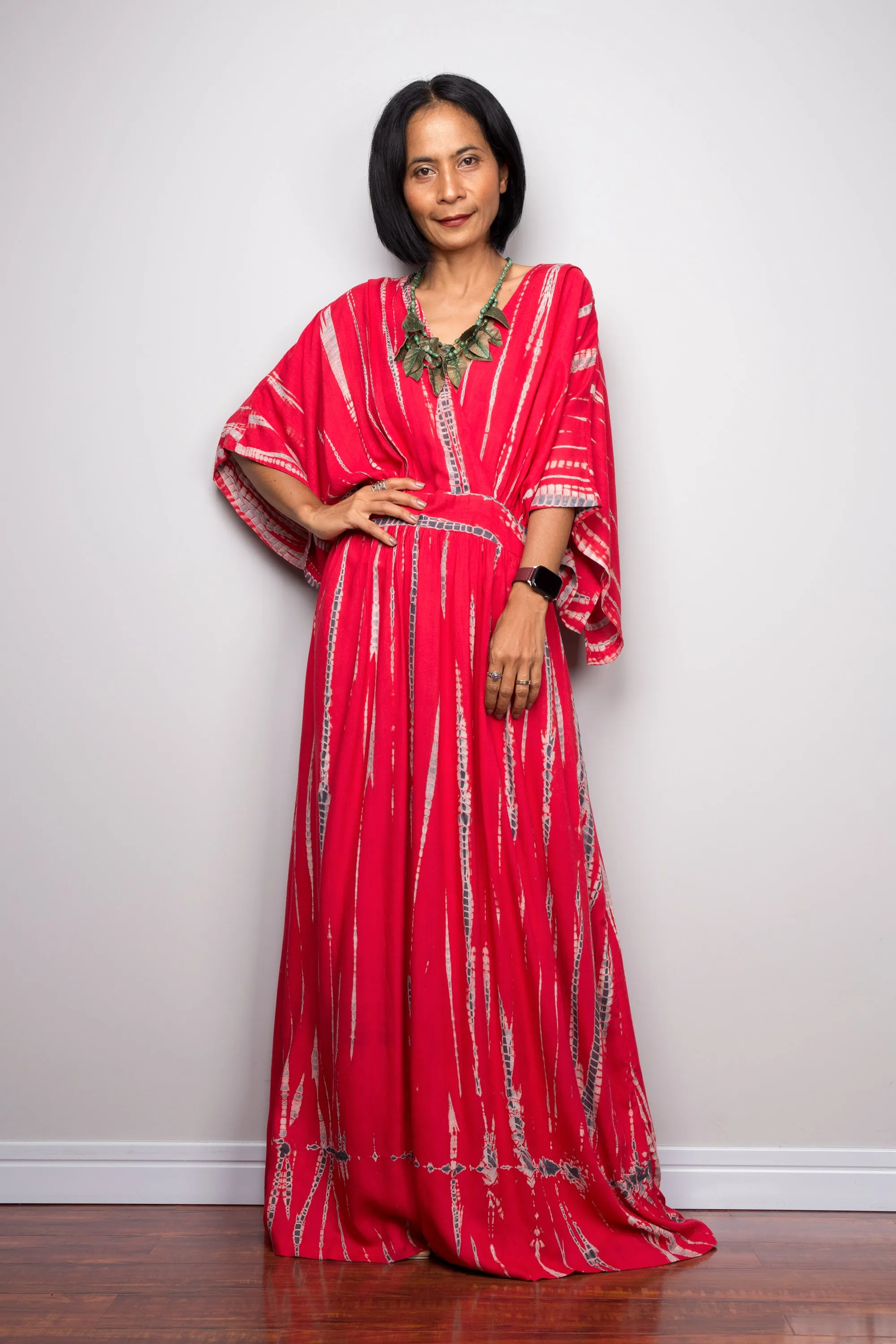 Tie dye kimono kaftan dress