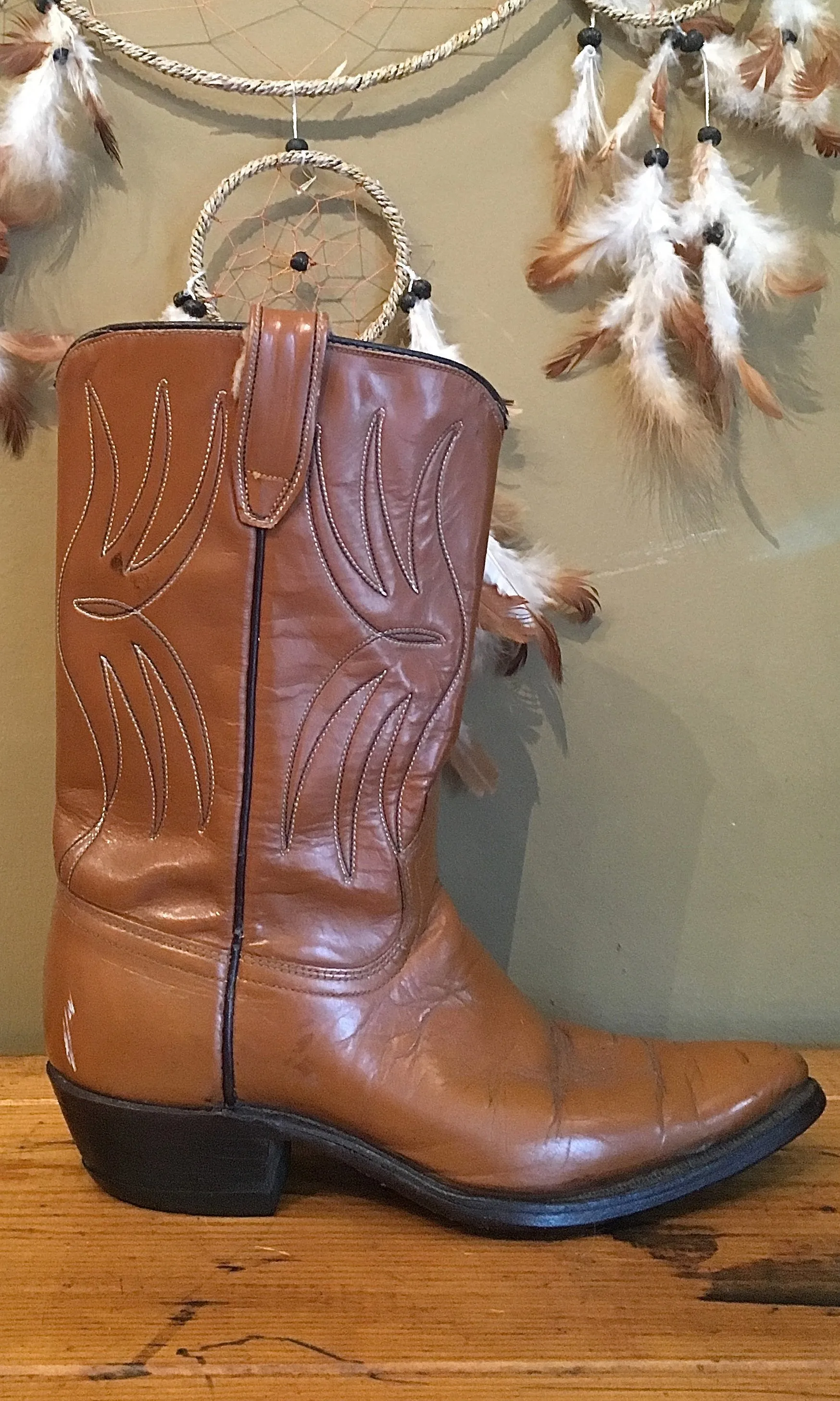 WESTERN FRONT 1960s Brown Acme Leather Cowgirl Boots, Sz 6