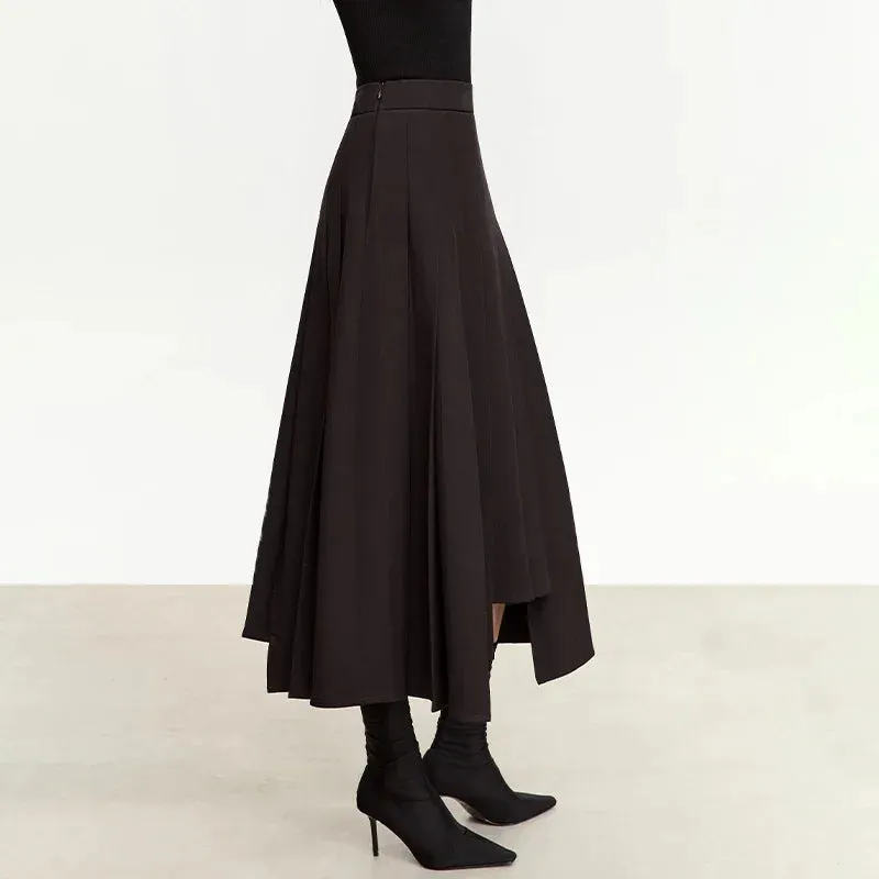 Women's 2023 Winter Wool A-Line Pleated Skirt – Irregular Three-Dimensional Design, Loose Fit