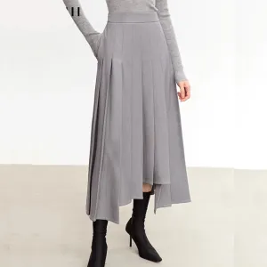 Women's 2023 Winter Wool A-Line Pleated Skirt – Irregular Three-Dimensional Design, Loose Fit