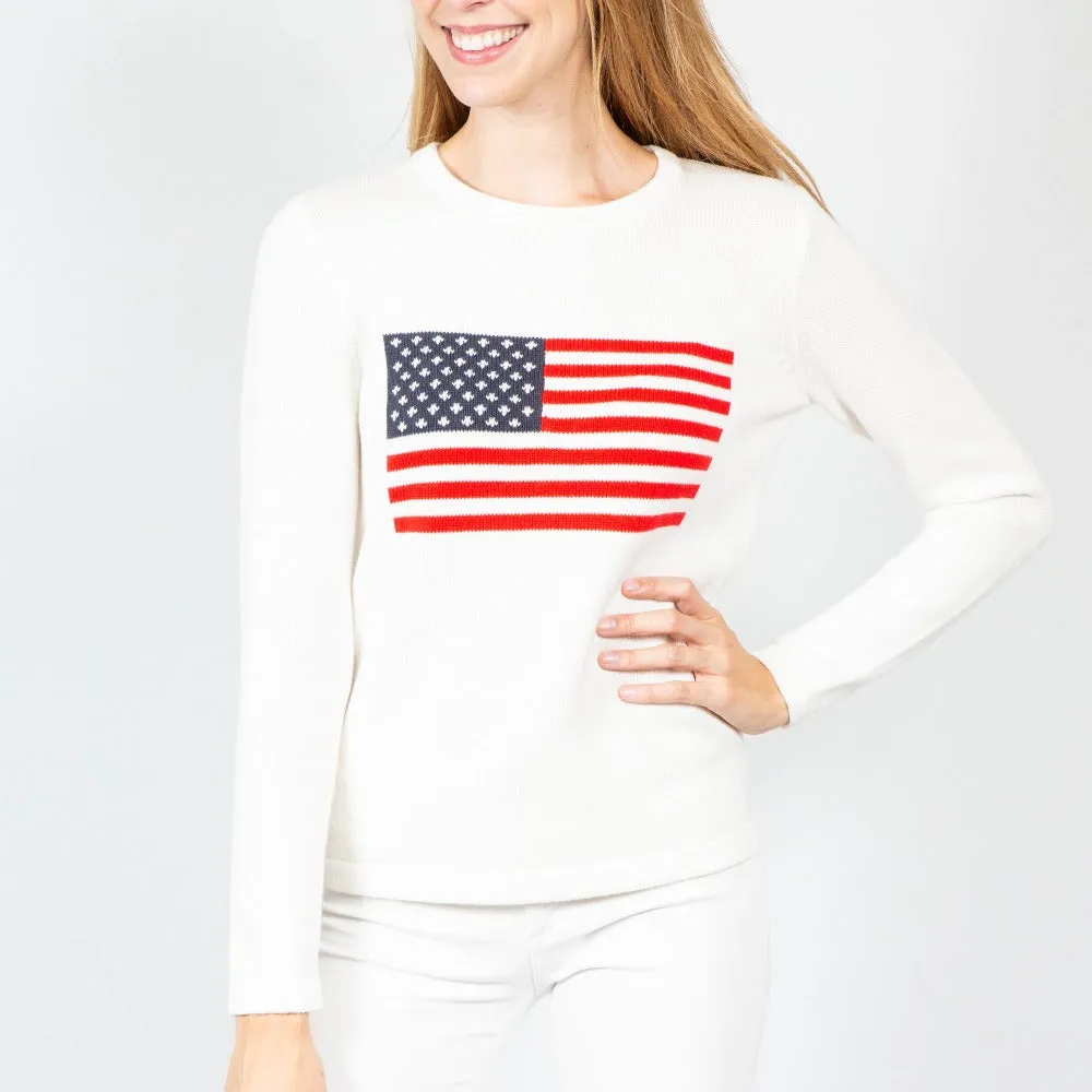 Women's Lightweight Cotton American Flag Sweater