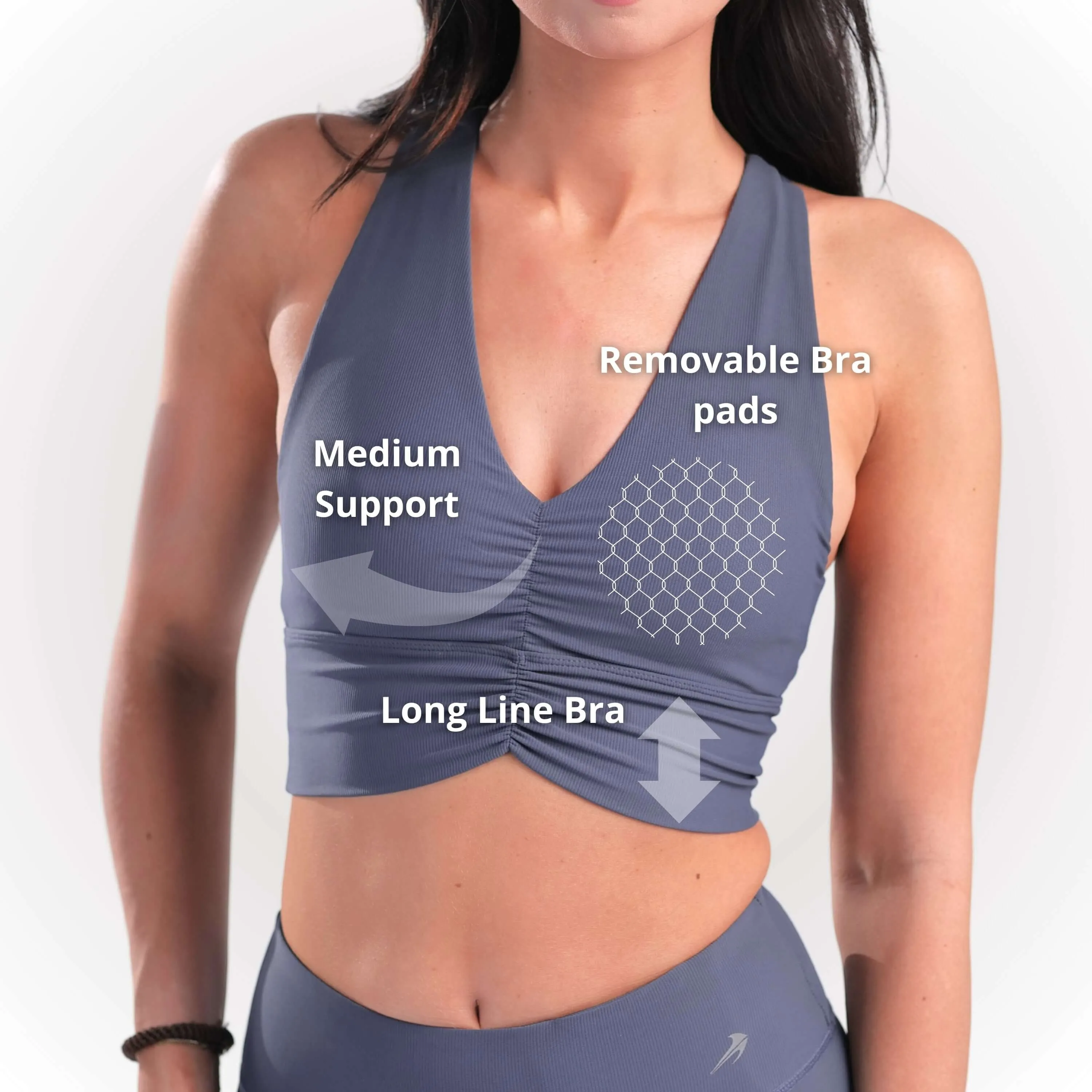 Women's Ribbed Sports Bra- Grey